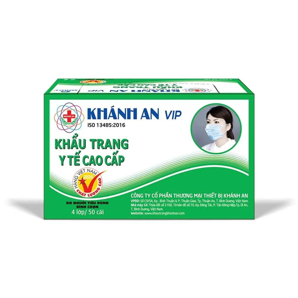Khẩu trang y tế Khánh An VIP 4 lớp, 50c/hộp