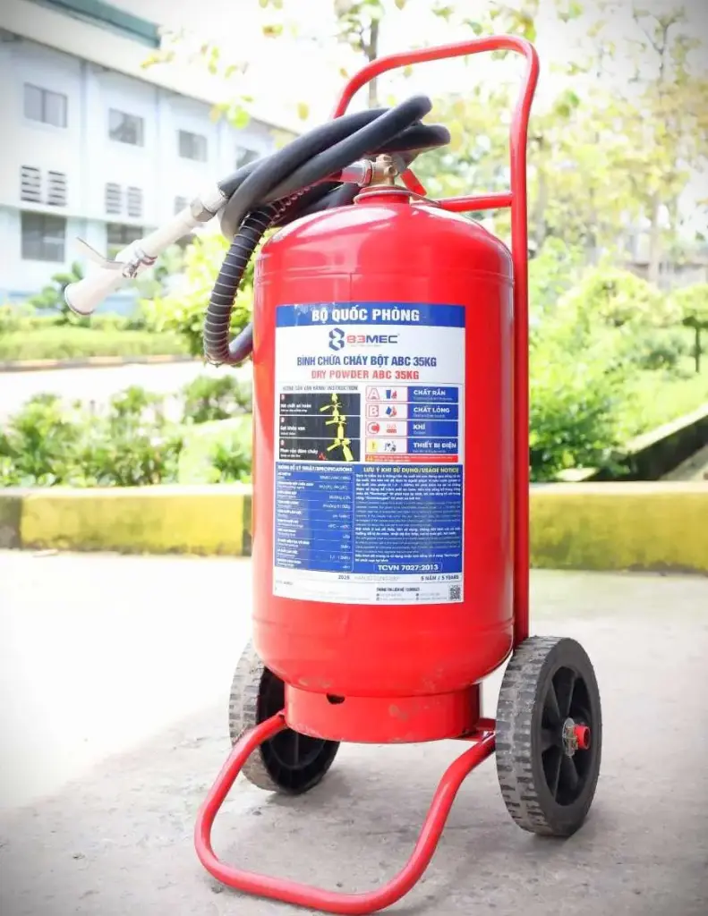 Bình chữa cháy bột ABC 35kg 83MEC xe đẩy