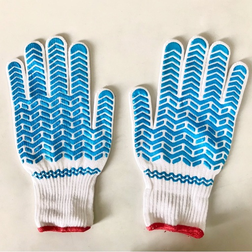 (bỏ) Găng phủ sọc cao su GL503 - găng sóng nhựa (Trắng xanh)