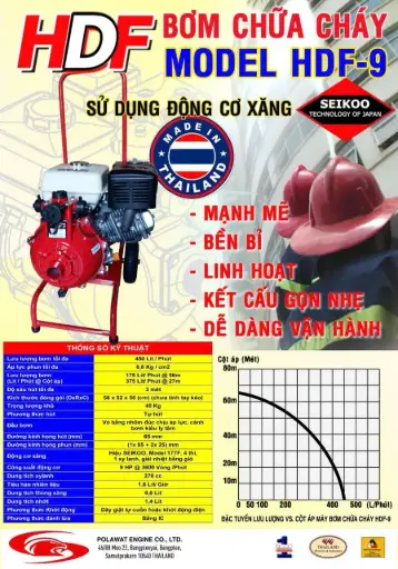 Máy bơm chữa cháy - Máy bơm xăng HDF9 công suất 9HP