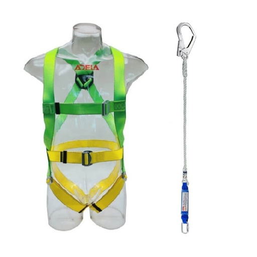 Full body safety harness Adela H45+EF31 / H4538E , with 1 steel hook & shock absorber