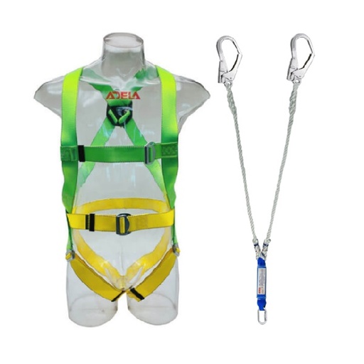 Full body safety harness Adela H45+EF32, 2 steel hooks with shock absorber