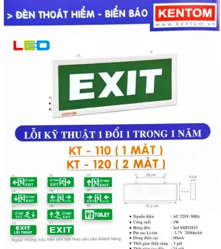 Đèn Exit KT110 (1 mặt)